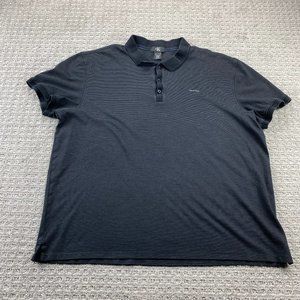 CK Calvin Klein Polo Shirt Men XXL Black Gray Striped Spell Out Chest Logo Golf